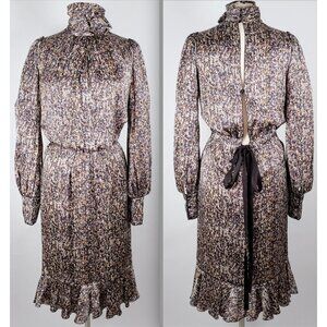 sz 40 / US 4 Dolce&Gabbana D&G midi dress sequin print high neck long sleeves